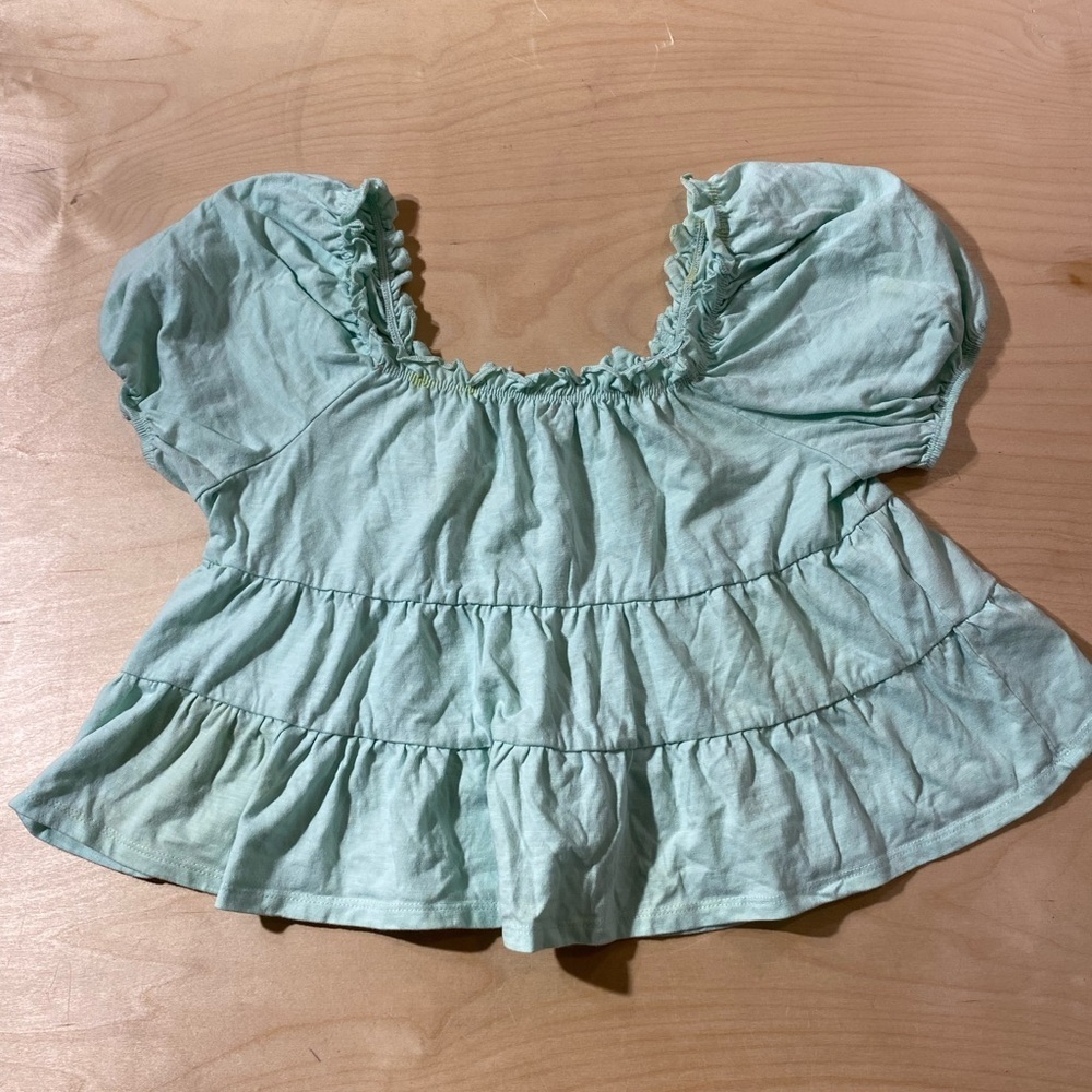 Love Fire Mint Green Ruffled Women's Cropped Top Large (IX)